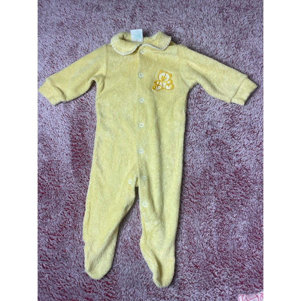 Baby vintage JCPenney toddletime newborn button up sleeper with Bear